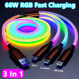 RGB Type C Cable - 3-in-1 66W 6A
